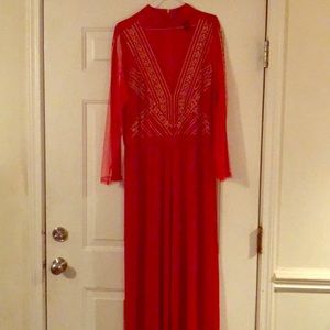 Red and Gold Jumper with Sheer arms and chest